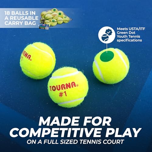 Tourna Green Dot Low Compression Tennis Balls - style: 18 Pack