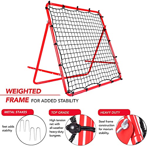 Foldable 3.3 * 3.3FT Soccer Rebounder Net with Thickened Tube and Rope, Football Rebound Net, Kickback Soccer Trainer for Kids and Teenagers - Ball Rebounder Soccer Trainer for Indoor Outdoor