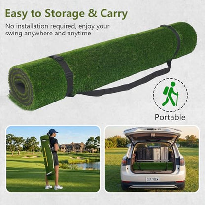 Upgraded Golf Hitting Mat, Dual Turf Golf Practice Mat with Alignment Guide Lines,Ball Tray, Non Slip Rubber Base & EVA Cushion - size: 6x4ft 1.02"
