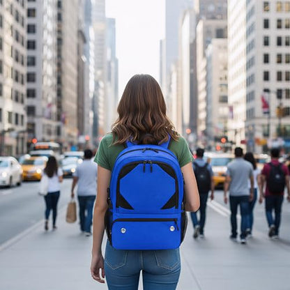 Basketball Bag Backpack with Ball & Shoes Compartment for Soccer Ball Volleyball Football, Large Sports Bag Backpack - color: Blue