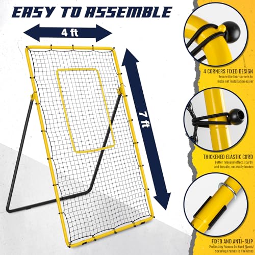 Newbyinn Volleyball Rebounder Net, Volleyball Training Equipment, Bounce Back Net for Volley Ball Practice with 5 Adjustable Rebound Angles 7x4 ft