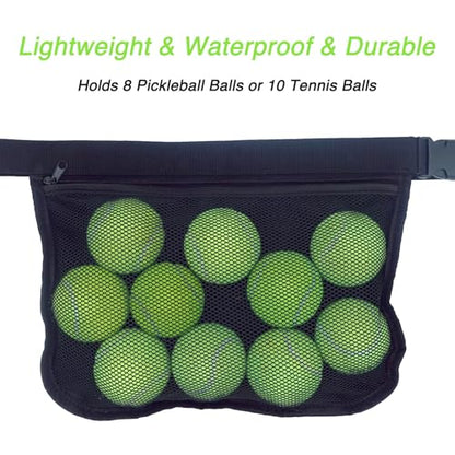 Adjustable Pickleball & Tennis Ball Holder Waist Pouch - Mesh Hip Bag Carrier for Men, Women, Teens - Holds 8-10 Balls, Versatile Accessories & Gifts