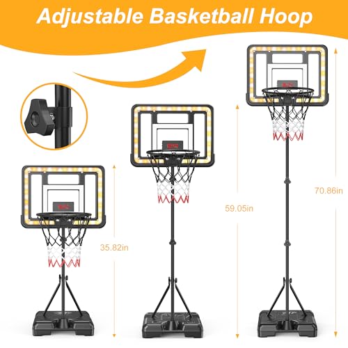 Kids Indoor Basketball Hoop with Scoreboard & Timer,Toddler Adjustable Height Basketball Goal Toy for Outdoor Backyard,Sports Game Play