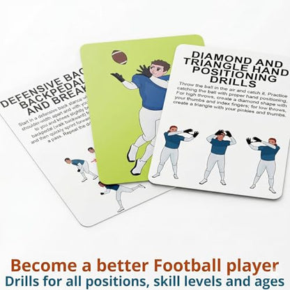 Puredrop American Football Training Equipment Aid Coach Cards Great Training Drills for Practice Exercises and Workouts at Home Activity Toys for Beginners Kids Adults and Youth Players Toss Throwing