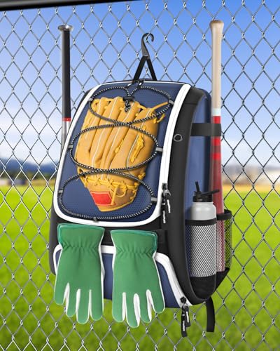 BROTOU Baseball Bag, Softball Bag for Baseballgear & T-Ball Bat, Baseball Backpack with Shoes Compartment for Men/Women - color: Blue