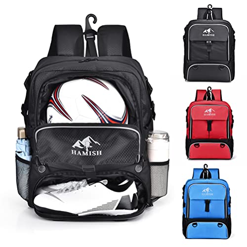HAMISH Soccer Bag Soccer Backpack Bags for Basketball Volleyball Baseball Football with Ball Compartment and Separate Cleat