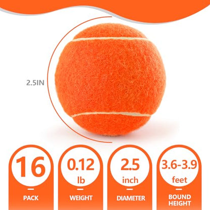 PoyPet 16-Pack Tennis Balls Bulk for Practice,Training and Beginners | Ideal for Dog Fetch,Chew and Play - color: Orange