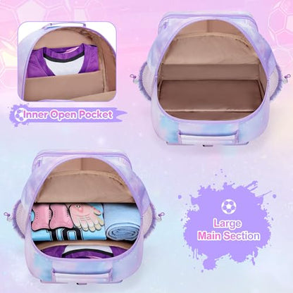 Smasrob Soccer Bags for Girls with Separate Ball Pocket and Shoe Compartment, Sports Backpack for Soccer, Basketball, Volleyball - color: Purple