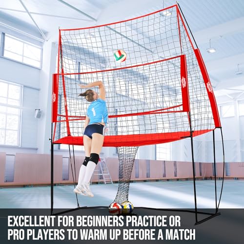 PLAYAPUT Volleyball Training Equipment Net,Height Adjustable Volleyball Practice Net Station for Serving,Spiking, Hitting,with Carryingbag Easy Assembly & Storage Great for Indoor/Outdoor