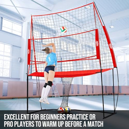 PLAYAPUT Volleyball Training Equipment Net,Height Adjustable Volleyball Practice Net Station for Serving,Spiking, Hitting,with Carryingbag Easy Assembly & Storage Great for Indoor/Outdoor