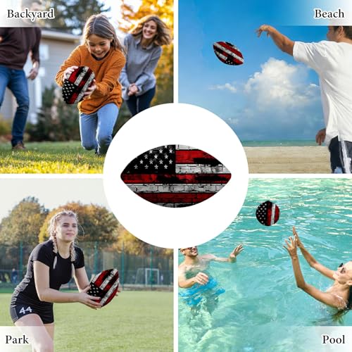 American Football, Official Size 11.9 x 7.3 Inch, Premium Composite Leather High-Grip Ball with Pro-Style Lacing, Unique Prints for Training, Games & Gifts - color: Retro Flag