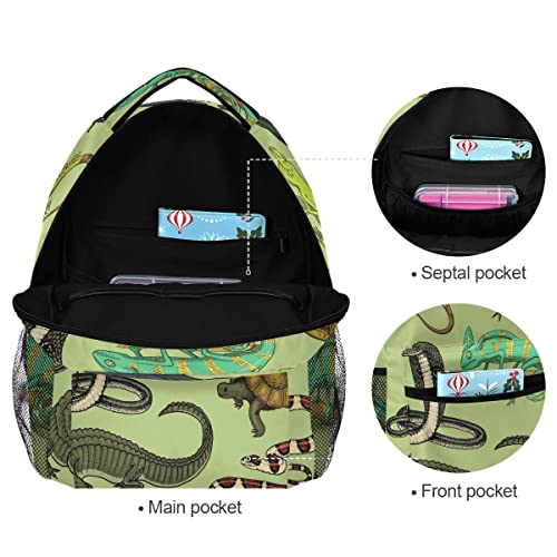 Snakes Lizard Chameleon and Turtle Animal Backpack School Bookbag Lightweight Laptop Backpack for Men Women Kids - color: Animals