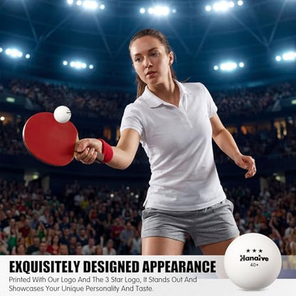 Hanaive 80 Pcs 3 Star Table Tennis Balls, 40+mm ABS Training Table Tennis Balls Bulk for Practice Competition and Recreational Play, Indoor and Outdoor Compatible - color: White