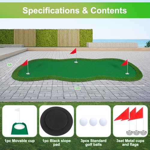 Golf Putting Green, Large Golf Putting Mat for Indoor Outdoor, Professional Practice Training Greens Mat