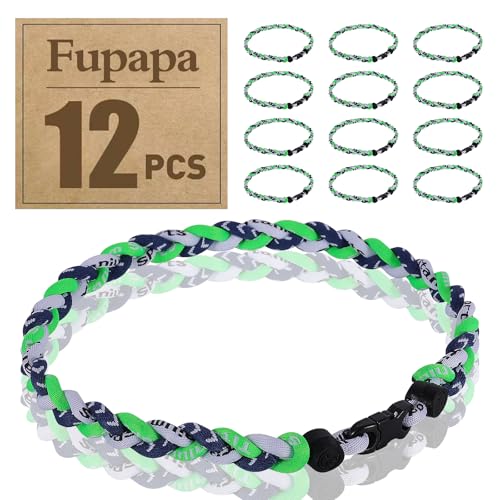 Premium 12Pack Baseball Necklaces, Multi-Color 18inches Sports Necklaces, Ideal for Baseball Team Gifts, Party Favors, Sports Parties - color: Navy_Stitch Neon_Green Whtite