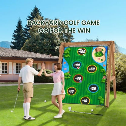 Golf Chipping Game Mat Double Sided,40 pcs Golf Game Set with 6×5 FT Golf Practice Mat,Outdoor Indoor Hitting Games for Adults & Kids,Home Backyard Garage Game, for Family Gatherings