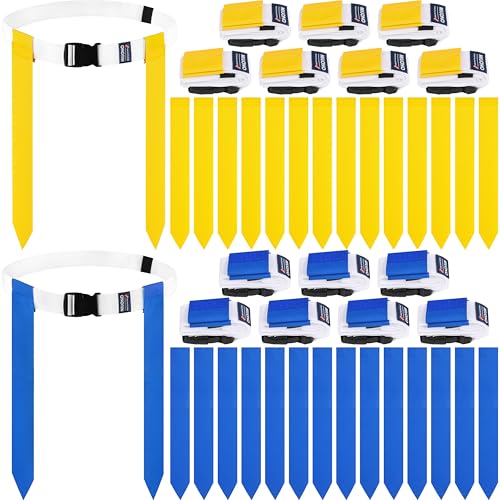 Flag Football Belts, Set of Flag Football Flags for Kids Adults, and Youth, Adjustable Flag Football Set 14 Players - color: Yellow and Blue