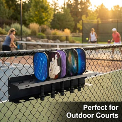 Pickleball Paddle Rack, Wall or Fence Mounted Organizer Holds 4/8/12 Paddles, Expandable Design for Indoor/Outdoor - size: 28inch