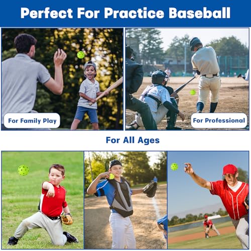 Coopay 14/48 Pack Practice Baseball Softball, Plastic Training Balls Lightweight Hollow Limited Flight Softballs for Hitting, Pitching, Batting Training Indoor Outdoor Use - color: Green, style: 48 Pack