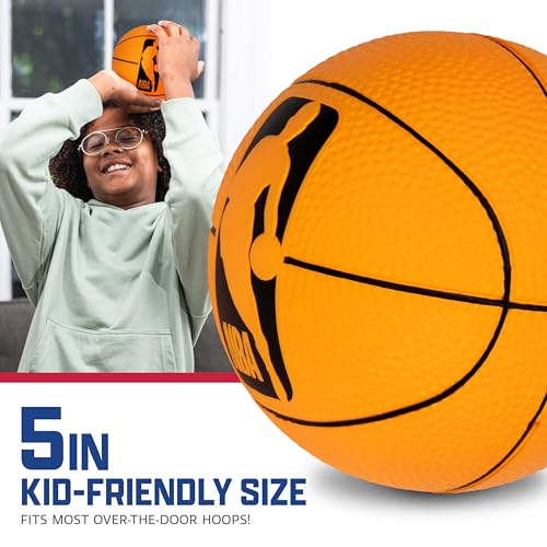 Franklin Sports NBA 5” Foam Basketball - (2) Mini Soft Foam Youth Basketballs - Indoor + Outdoor Toy Basketballs for Kids - Perfect Mini Hoop Ball - 2 Pack - Orange