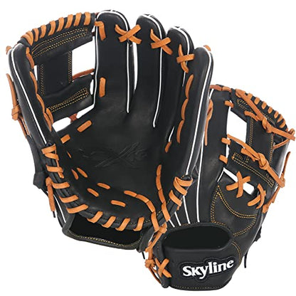 SKYLINE LEXIO LX06BK Baseball Glove for Infield Youth Adults Sports and Adult Baseball Training Competition Glove, Tanned Steer Hide Leather Glove