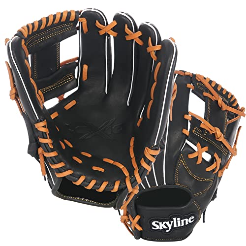 SKYLINE LEXIO LX06BK Baseball Glove for Infield Youth Adults Sports and Adult Baseball Training Competition Glove, Tanned Steer Hide Leather Glove