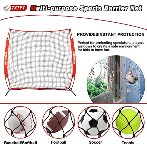 Sports Barrier Net,Sports Net,Barricade Backstop Net,Perfect for Baseball,Softball,Soccer, Basketball,Lacrosse - style: 7X7Ft-Red