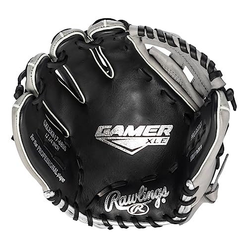 Rawlings Gamer XLE Speed Shell Series Baseball Infield | Catcher | Utility Glove | Mitt | Travel | Youth | 11.5” | 12.25” | 32.5” | Black | Grey | Right | Left - size: 12.25"