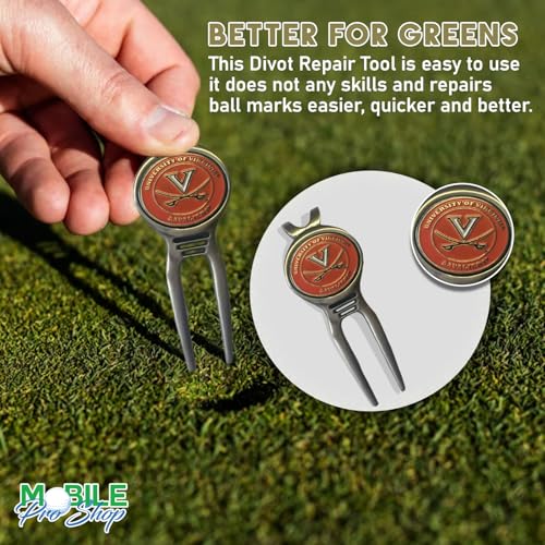 Divot Repair Tool Removable Magnetic Ball Marker-Best Divot Fixer - style: VIRGINIA CAVALIERS