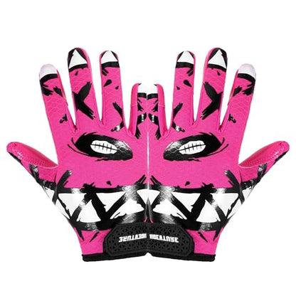 AIGEVTURE Youth Football Gloves Kids Receiver Gloves Sticky Football Gloves for Boys Girls - color: Pink, size: Youth L&Adult XS