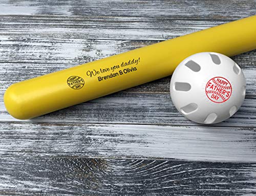 Personalized Plastic Bat & Ball Combo Gift - color: Happy Father's Day