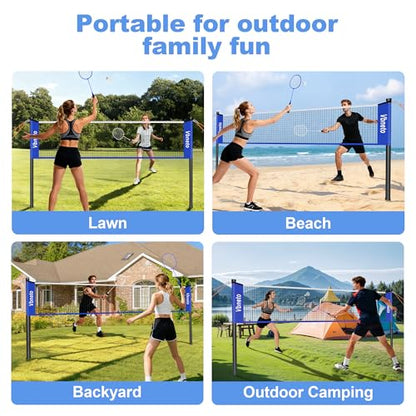 Badminton Set, Portable Outdoor Anti-Sag System – Official 20ft x 5ft Easy Setup Durable Net with 4 Rackets, 3 Shuttlecocks & Carry Bag for Backyard, Lawn or Beach Fun