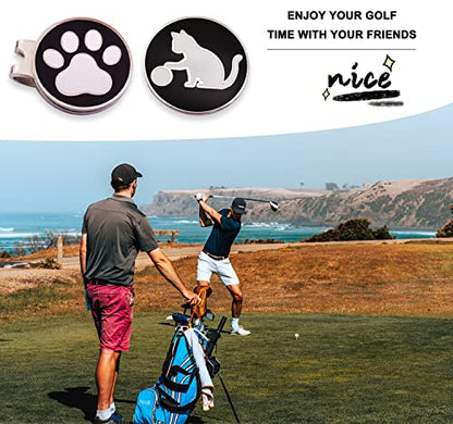 Adhere Golf Ball Markers Personlized Double Side Cute cat Logo Enamel with A Magnetic Hat Clips,A Premium Golf Gifts. - color: C-Black