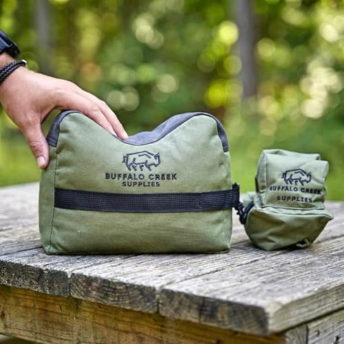 Buffalo Creek Supplies All Weather Durable Front and Rear Shooting Rest Bags, Rifle Rest Sand Bag for Bench Rest Shooting, Hunting, Target & Competitive Sports Shooting-Unfilled