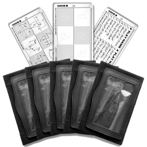 1NMORE Youth Football Wristbands for Plays, Quarterback Playbook Wrist Coach, Softball Wristbands with Cards Black - color: 5 Pack, size: Medium