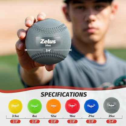ZELUS Weighted Baseball Set with Seams for Hitting Pitching, Plyometric Baseballs with Carry Bag, Variable Weighted Balls for All Skill Levels - color: Advanced Training(6 Pack)