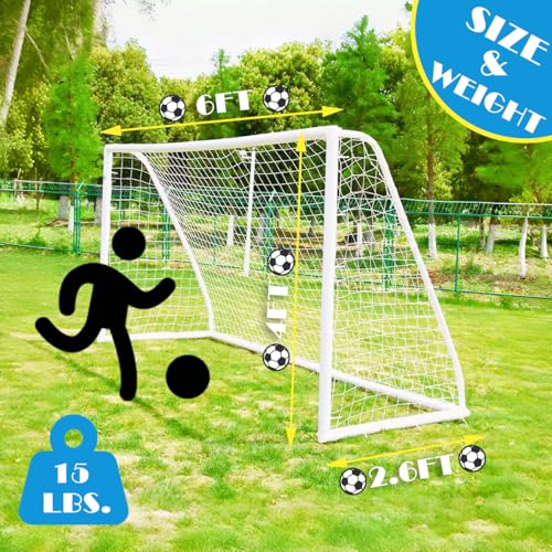 KATARUS Soccer Goal 12x6FT/10x6.5FT/8x6FT/8x5FT/6x4FT Outdoor Soccer Net Goals for Backyard with Weatherproof UPVC Frame & Ground Stakes Portable PVC Soccer Goal Post for Adults & Youth Training