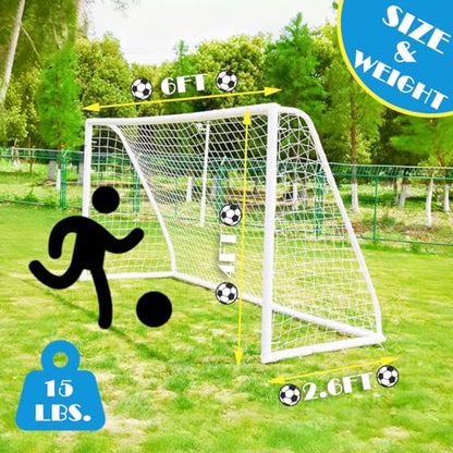 KATARUS Soccer Goal 12x6FT/10x6.5FT/8x6FT/8x5FT/6x4FT Outdoor Soccer Net Goals for Backyard with Weatherproof UPVC Frame & Ground Stakes Portable PVC Soccer Goal Post for Adults & Youth Training
