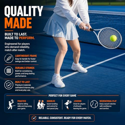 Strena Tennis Racket Set for Adults (2 Pack) – 27” Lightweight Recreational Racquets with Carry Bag – 4 1/4 Grip – Beginner & Casual Play