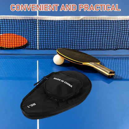 Table Tennis Paddle Case with Zipper Storage Bag Professional Paddle Cover Holder and 7 Balls Protective Sports Racket Organizer for Ping Pong Players