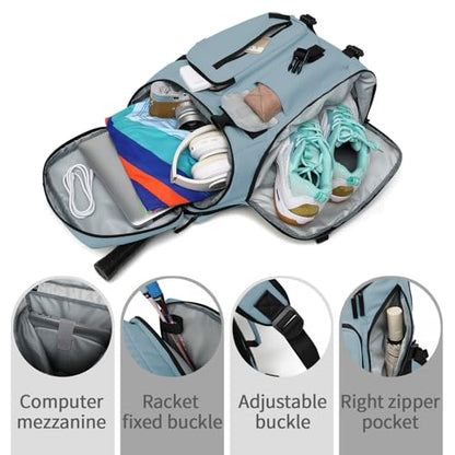 Kalesi Gym Duffle Tennis Bag Backpack 4-Way Waterproof with Shoes Compartment for travel Sport Hiking laptop (Grayish blue) - color: Grayish Blue