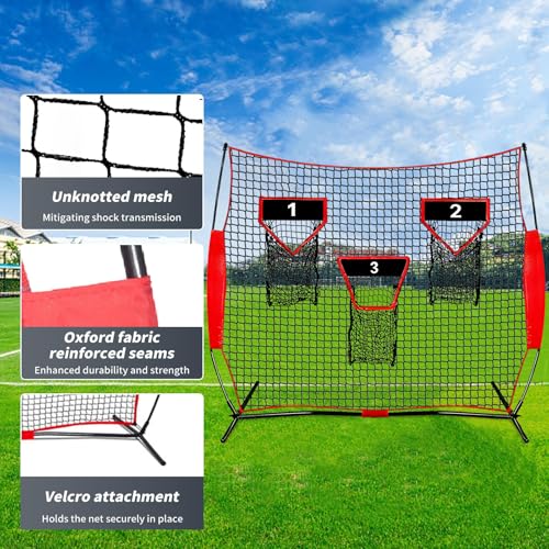 Football Throwing Net - 8x8 FT Portable Quarterback Training Equipment with 3 Target Pockets for Indoor Outdoor Punting Passing Catching Accuracy Practice for All Ages