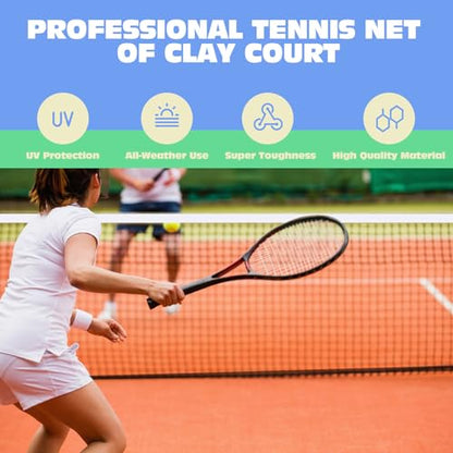 Tennis Net Professional Tennis Court Net 42FT Replacement Nets Heavy Duty Sport Nets with 2 Fiberglass Dowels, Compatible with Outdoor Indoor Standard Courts - size: Single-Layer Net