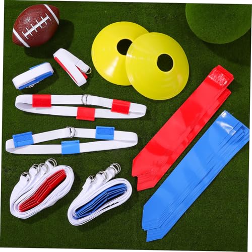 Toddmomy 16-pc Rugby Training Kit Football Flags Set Belts Cones Youth Soccer Equipment Sports Cones for Drills