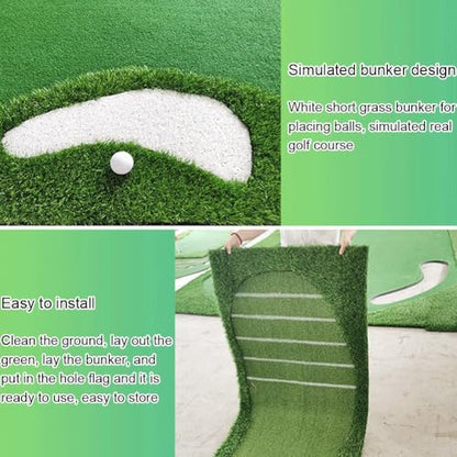 Golf Putting Green Mat, Golf Training Professional Training Aid, Large Artificial Grass Turf Green with Putter for Indoor Outdoor(1x3m) - size: 1x3m
