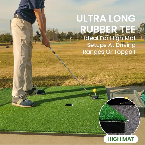 Amy Sport Golf Rubber Tees Ultra Long Size 3 3/4" Value 3 Pack, Adjustable Length Tee Holder for Driving Range Durable Practice Mat, Golf Accessories for Indoor Outdoor Backyard