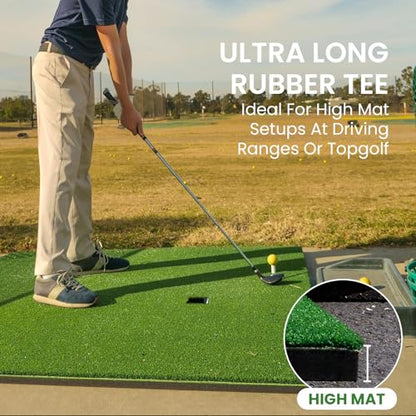 Amy Sport Golf Rubber Tees Ultra Long Size 3 3/4" Value 3 Pack, Adjustable Length Tee Holder for Driving Range Durable Practice Mat, Golf Accessories for Indoor Outdoor Backyard