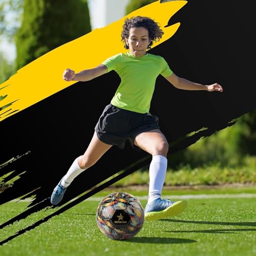 Western Star Soccer Ball Helix- Size 3 4 5 - Official Match Grade Soccer Balls - Attractive and Durable Design - color: Revolution, size: Size 4