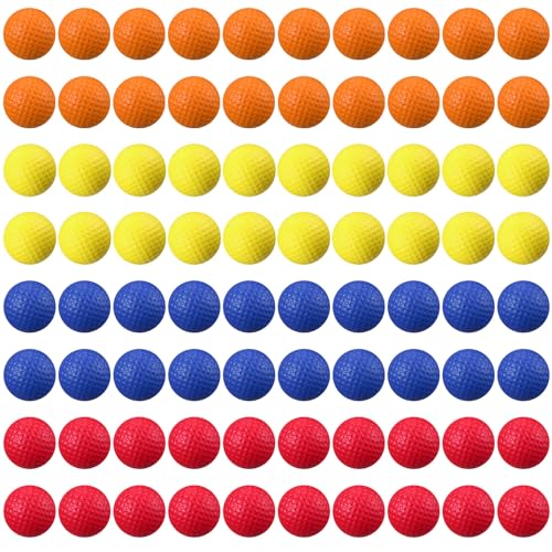 Junkin 80 Pcs Foam Golf Balls Practice Balls Realistic Feel and Flight Sport Training for Indoor or Outdoor Backyard Golf Training - color: Orange, Dark Blue, Red, Yellow