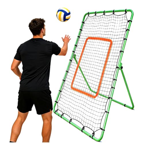 Volleyball Rebounder Net 7x4 FT, 5 Angle Adjustable, High-Tension PE Net with Steel Frame for Soccer Baseball Lacrosse Training